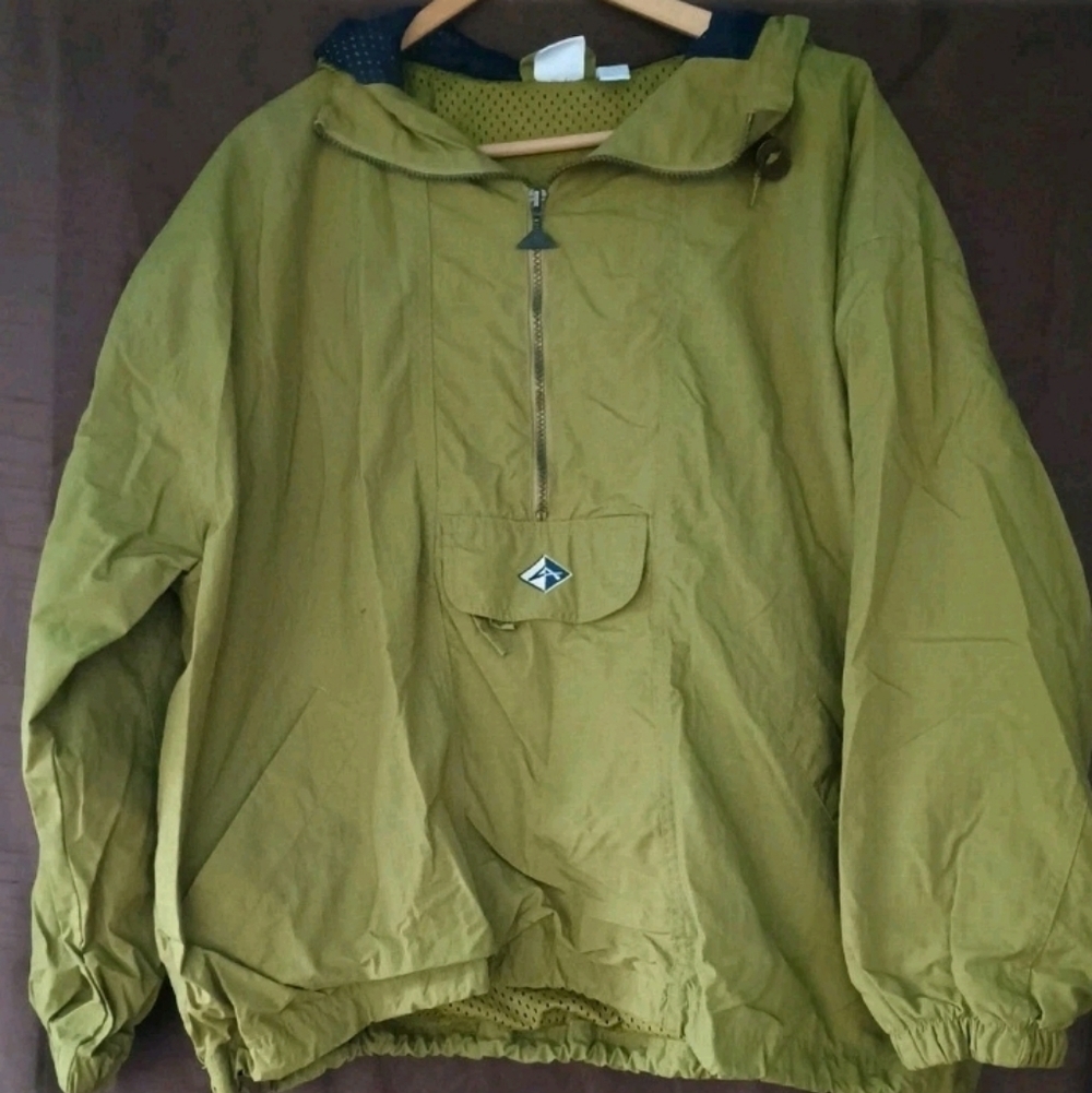 Vintage Actra Green Windbreaker with Hood Women's Small Gorpcore Hike Outdoors